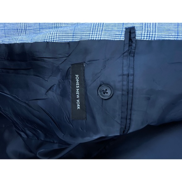 Jones New York Linen Blend Blazer Mens 44L Blue Windowpane Grid Check Sport Coat - Picture 8 of 10